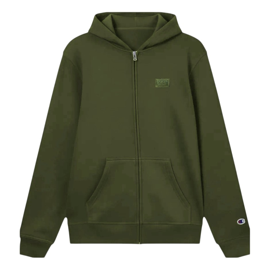 CHAMPION Men's Legacy Badge Zip Hoodie, Size S, Cotton, Cargo Olive (GRN),