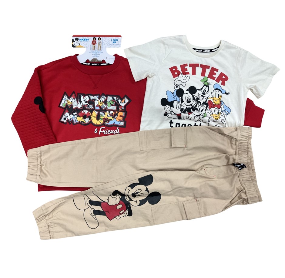 DISNEY 3pc Character Set, Size 4, Mickey Mouse, Incl: Tee, Pant & Sweatshir