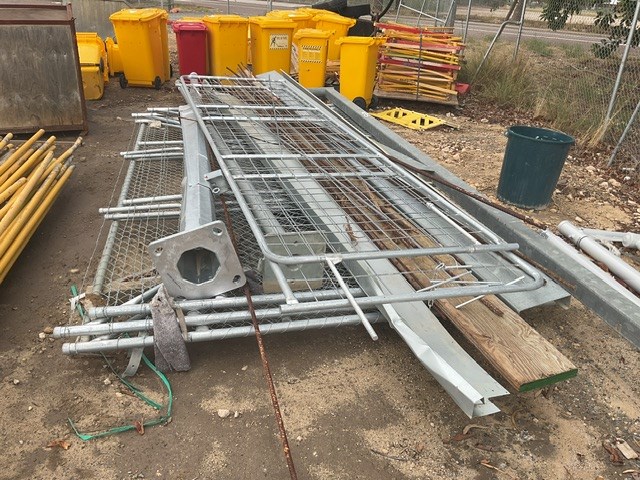 Assorted Cyclone Fence Panels, Reo Bar, Lamp Posts and C Section