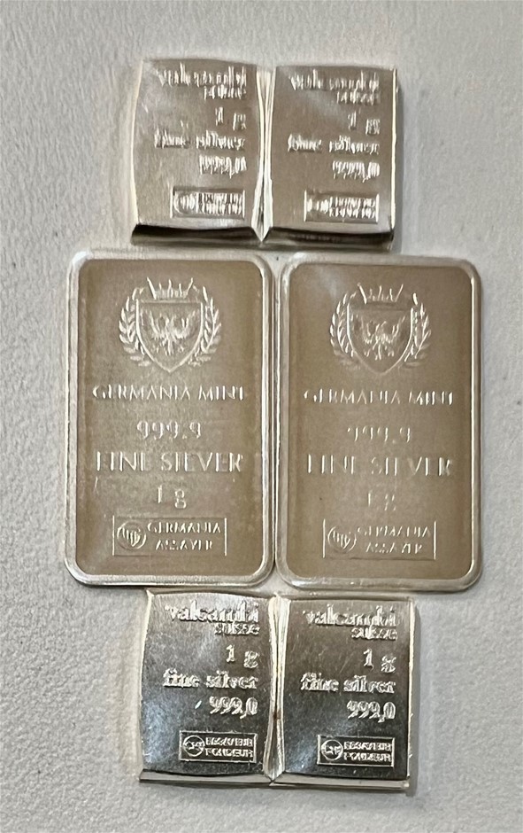 Valcumbi Silver Bar 1gx 4 Plus 2 x Germania Silver Bar