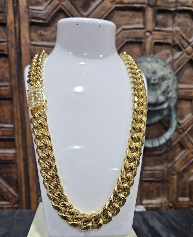 18KGold Plated/Italy Yellow Chain- (Stamped) -14mm-55cm