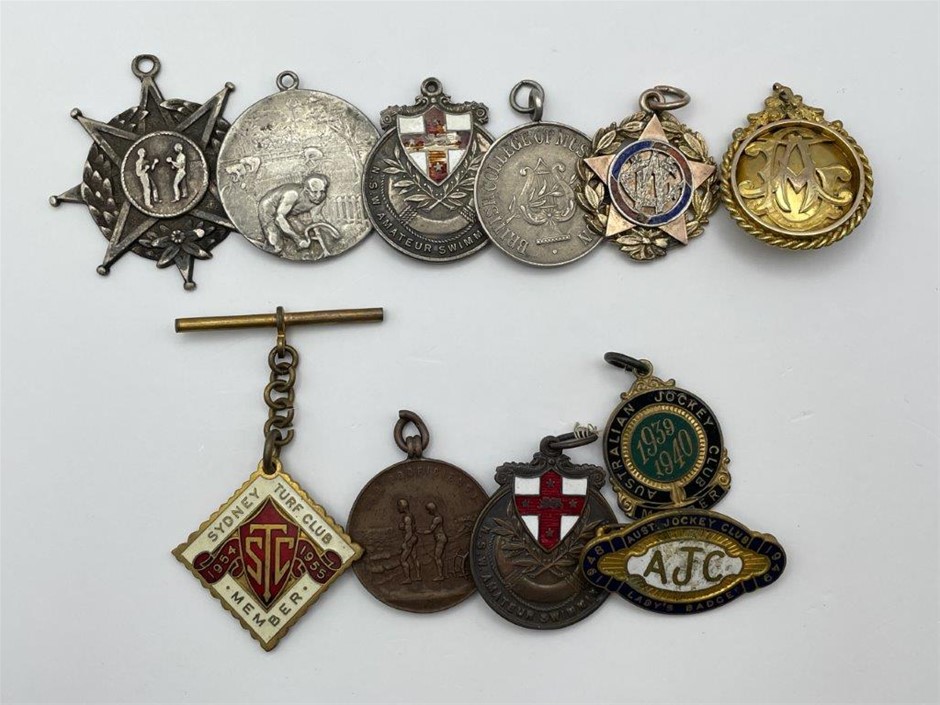 Approx. 11 x Asstd Sporting Award Fob Medals & Badges (2 x 9ct gold)