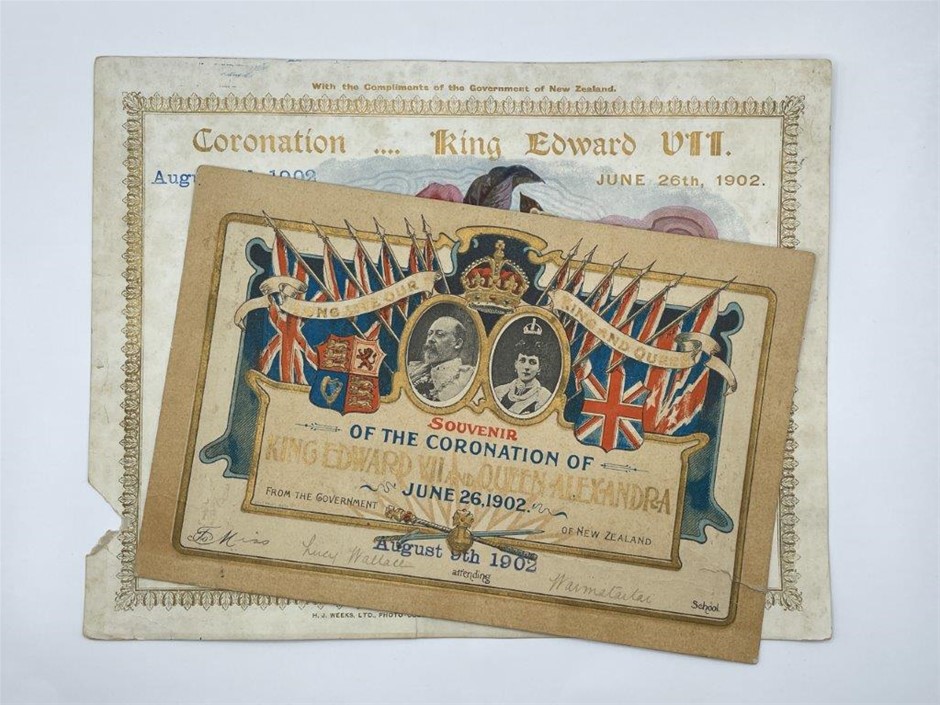 2 x NZ King Edward VII & Queen Alexandra Coronation Souvenir/documents