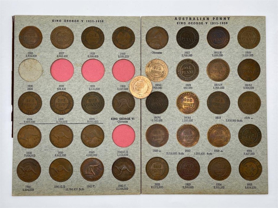 Approx. 36 x Asstd AU King George V & George VI Pennies