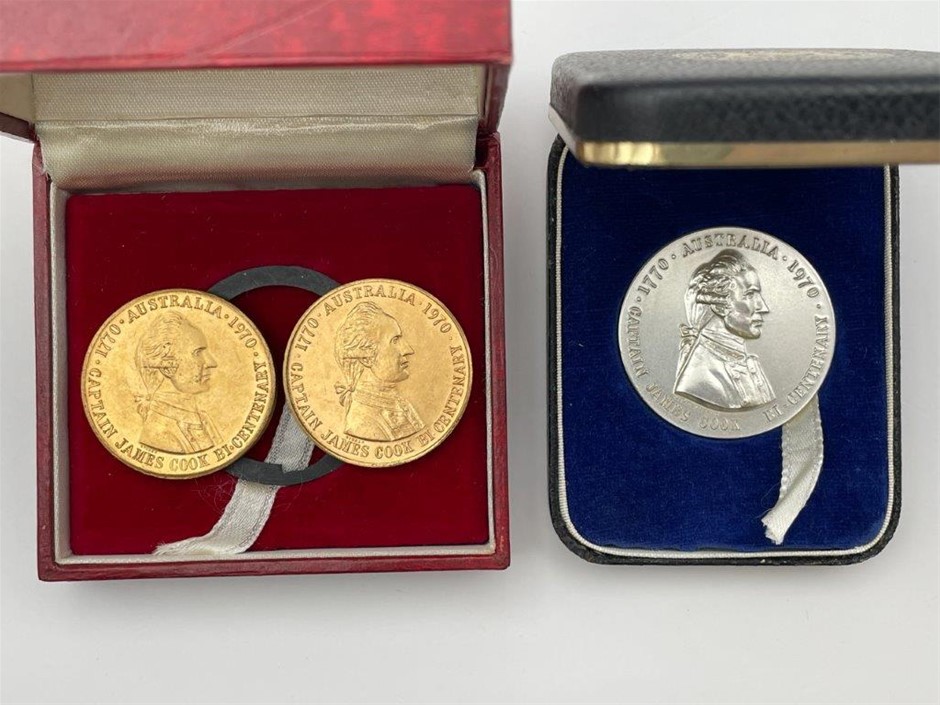 3 x AU Captain Cook Bicentenary medals C.1770-1970