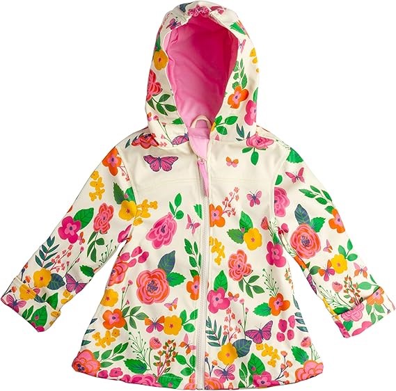 STEPHEN JOSEPH Girls' Butterfly Raincoat, Size 5/6, Butterfly / Light Yello
