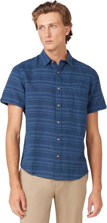 BEN SHERMAN Men's YD Stripe Shirt, Navy, Small, BSWLSW80. RRP: $110. Buyer