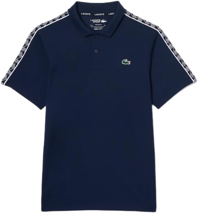 LACOSTE Men's Performance Mgrm Tape Polo Shirt, Size 5, Navy, DH2557. Buye