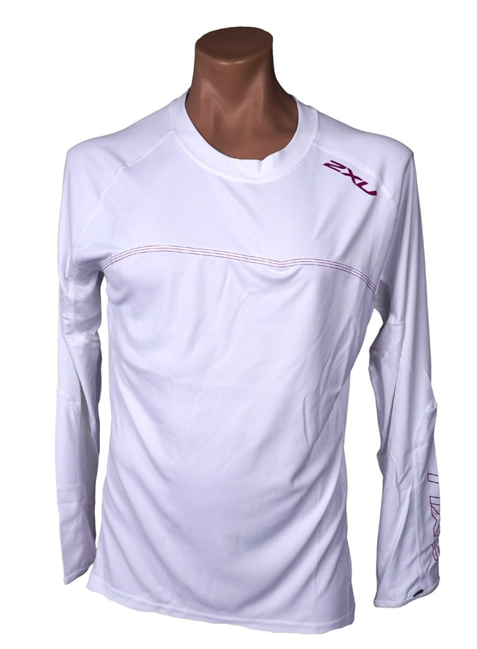 2 x 2XU Women's Sailing Short Sleeve Fibretech Tee, Size L, White/Rose. WY2