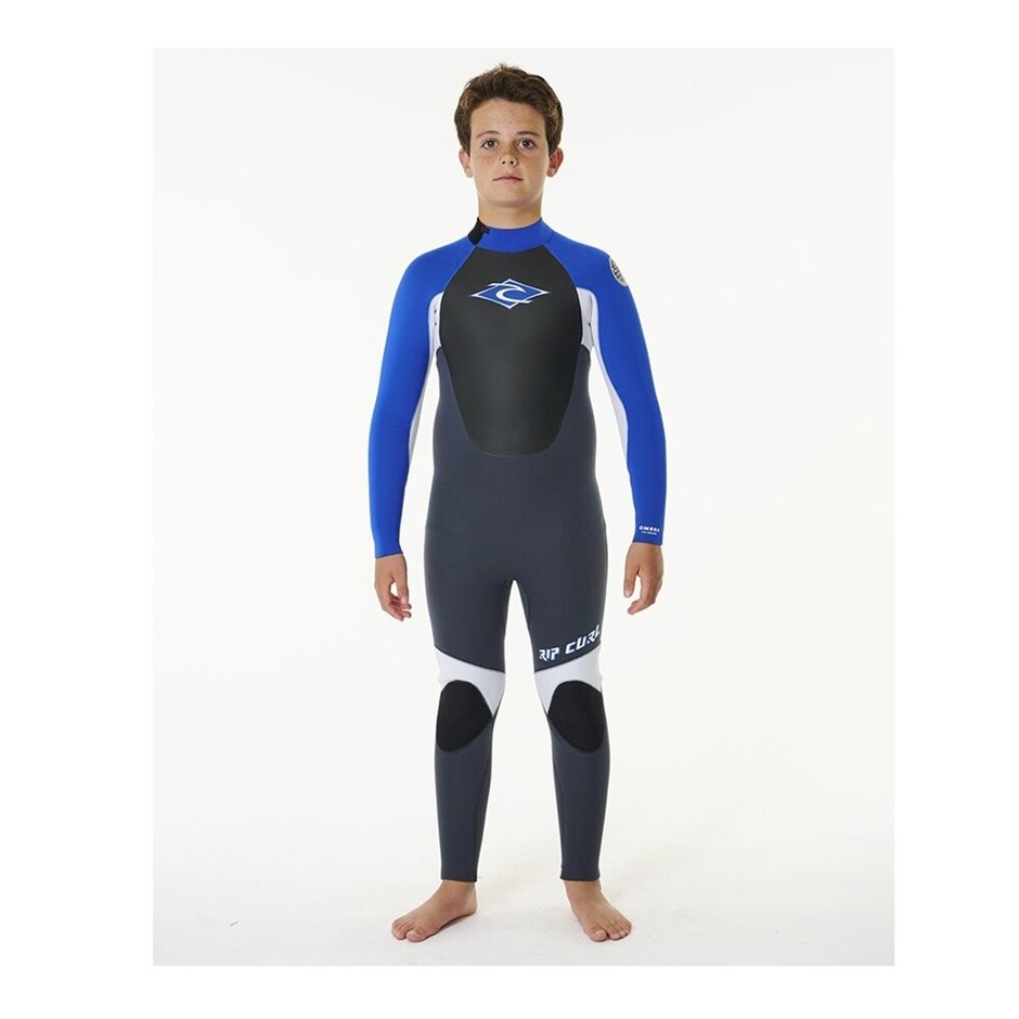 RIP CURL Boy's Omega 3/2 Back Zip Steamer Kids Wetsuit, Size 8, Blue / Grey