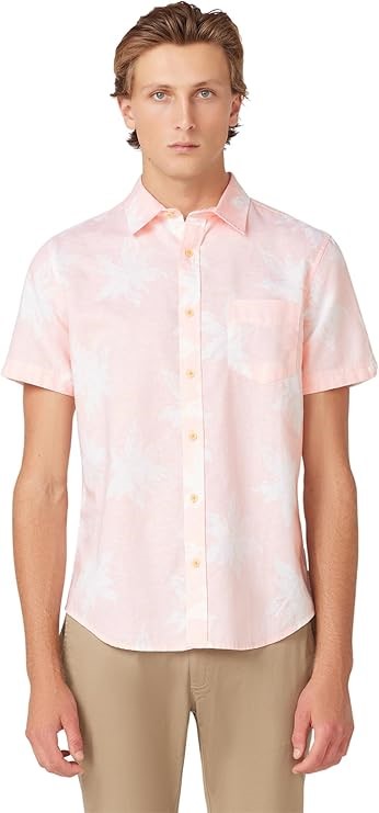 BEN SHERMAN Men's Exploded Flower Print Shirt, Size S, Light Pink, BSWLSW80