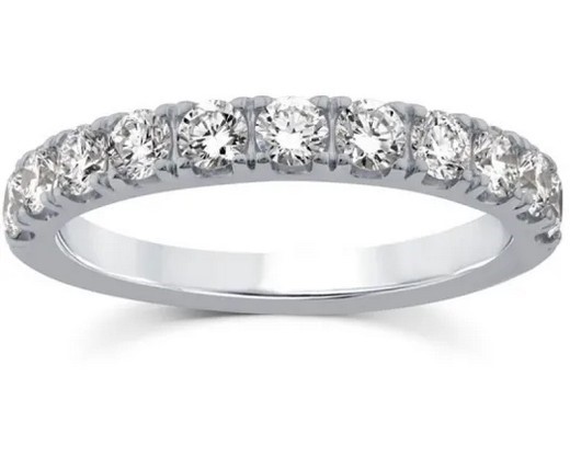 9K WHITE GOLD 0.75ct F VS LAB DIAMOND CLAW SET BAND