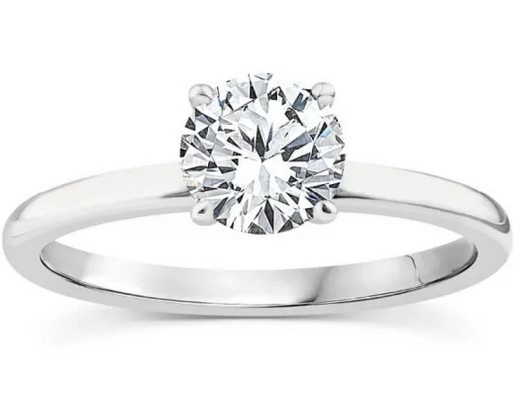 9K WHITE GOLD 1.00ct F VS LAB DIAMOND RND 4 CLAW RING