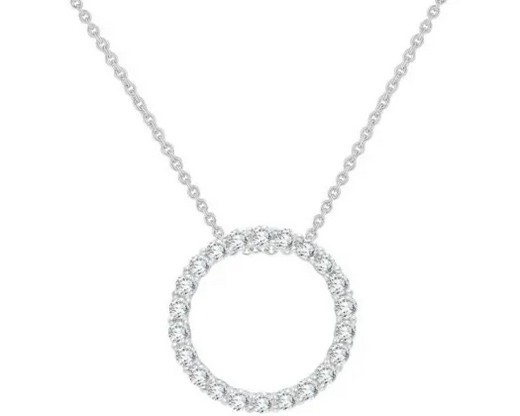 9K WHITE GOLD 0.50ct F VS LAB DIAMOND CIRCLE NECKLACE 40+5cm