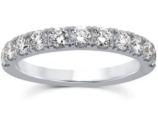 9K WHITE GOLD 1.00ct F VS LAB DIAMOND CLAW SET BAND