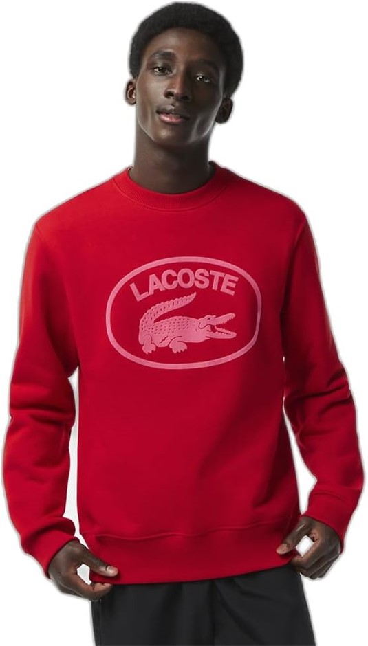 LACOSTE Men's Orginals Relax Fit Sweat, Size L, Red, SH0254. Buyers Note -
