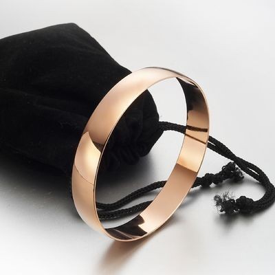 BIJ'OR-Extra Wide 18ct Heavy Rose Gold Plated, Plain Bangle,RRP $150