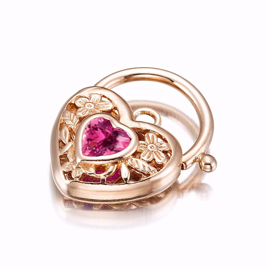 BIJ'OR-18ct Heavy Rose Gold Plated Pink Filigree Heart Locket - USA,RRP $59