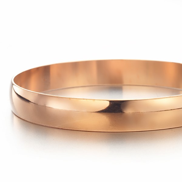 BIJ'OR-18ct Heavy Rose Gold Plated, 10mm Plain Bangle - USA,RRP $125
