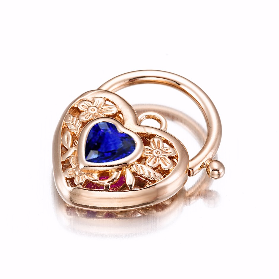 BIJ'OR-18ct Heavy RoseGold Plated DarkBlue Filigree Heart Locket-USA,RRP$59