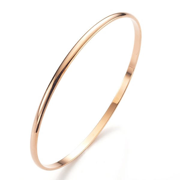 BIJ'OR-18ct Heavy Rose Gold Plated, 66mm Wide Plain 3mm Bangle-USA,RRP $49