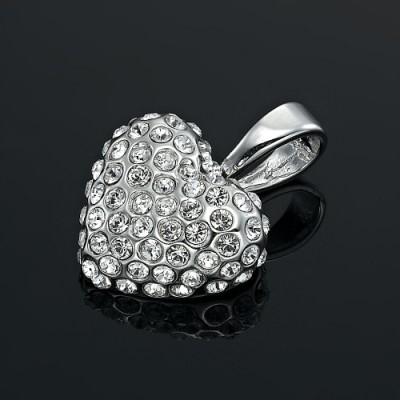 BIJ'OR-925 Sterling Silver Plated Crystal Heart Pendant-USA,RRP $50