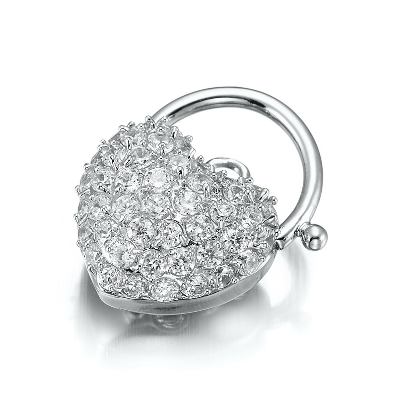 BIJ'OR-925 Sterling Silver Plated Crystal Heart Locket-USA,RRP $40