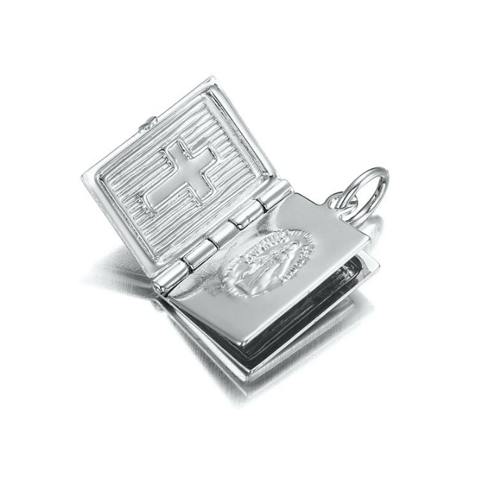 BIJ'OR-925 Silver Plated Bible Pendant (Opens w/ 1 bible page)-USA,RRP $59