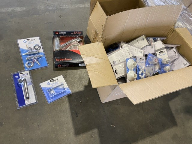 <p>Large Qty of Unused Bathroom/Kitchen Hardware</p>