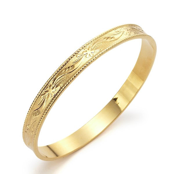 BIJ'OR-18ct Heavy YellowGold Plated 66mmWide Filigree Plain Bangle,RRP $125