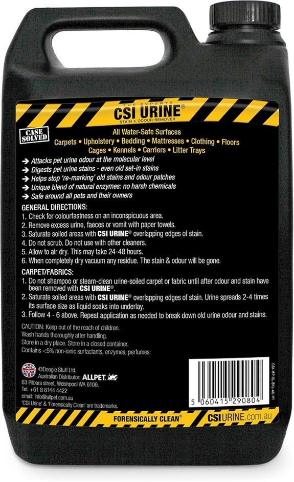 Dog Stain & Odour Remover, 5L, Bio-Active Enzyme Formula, Urine, Faeces & V