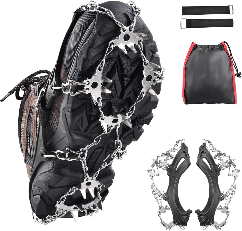 Crampons Ice Cleats for Boots and Shoes 18 24 Stainless Steel Spikes Anti-S