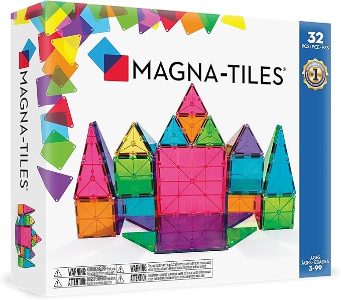 Magna-Tiles 32-Piece Clear Colors Set – The Original, Award-Winning Magneti