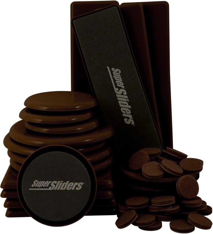 SUPER SLIDERS 52pc Assorted Reusable Sliders & Self-Stick Felt Furniture Pa