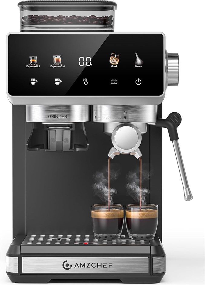 AMZCHEF Coffee Machine,1400W Espresso Machine, Compact Stainless Steel Coff