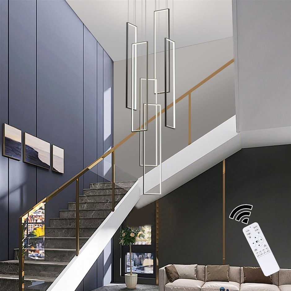 GEADI Modern High Ceiling Light Fixture, 6-Lights Long Staircase Chandelier