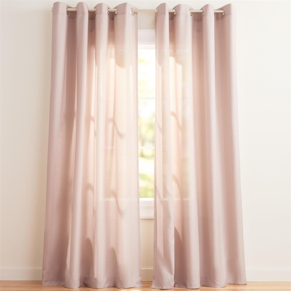 EXCLUSIVE HOME Loha Linen Grommet Top Curtain Panel Pair, 54" x 108", Blush