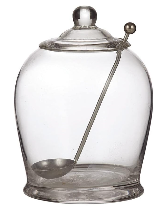 Davis & Waddell Olive Jar with Spoon, 10 x 10 x 15 cm, Clear/Stainless Stee