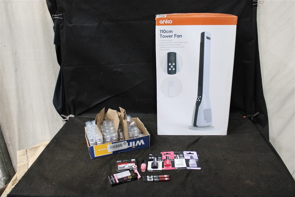 Anko 110cm Tower Fan and Assorted Makeup/Beauty Products