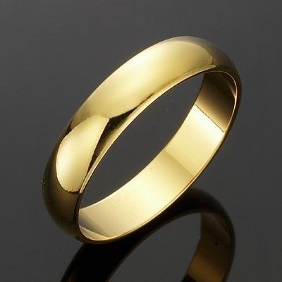 BIJ'OR-18ct Heavy Yellow Gold Plated Men's 5mm Band Ring - USA MADE,RRP $69