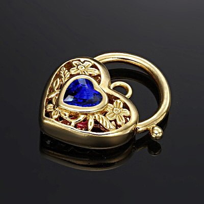 BIJ'OR-18ct Heavy YellowGold Dark Blue Filigree Heart Locket-USA,RRP $59