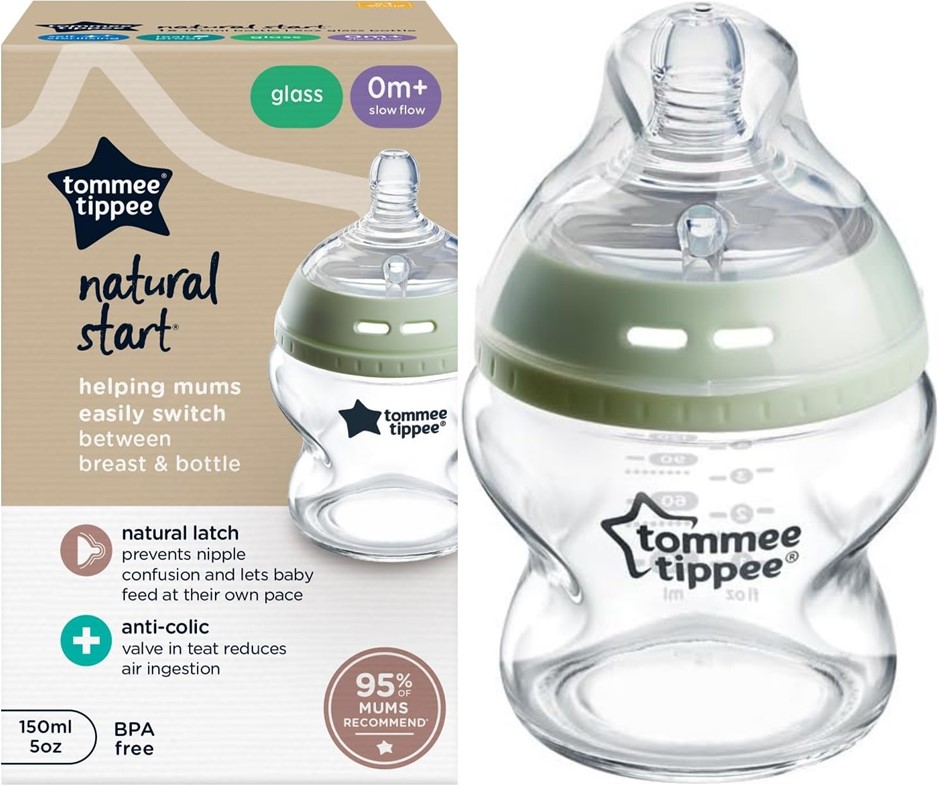Tommee Tippee Baby Bottles, Natural Start Glass Anti-Colic Baby Bottle with