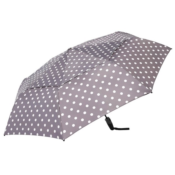 2 x SHEDRAIN Windpro Vented Auto Umbrella, 120cm, Navy White Dot Pattern.
