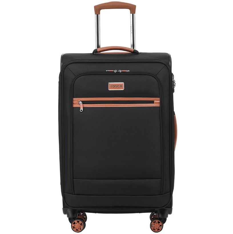 TOSCA Park Avenue Softside Luggage Case, Black Tan, Medium, 67 cm NB: minor