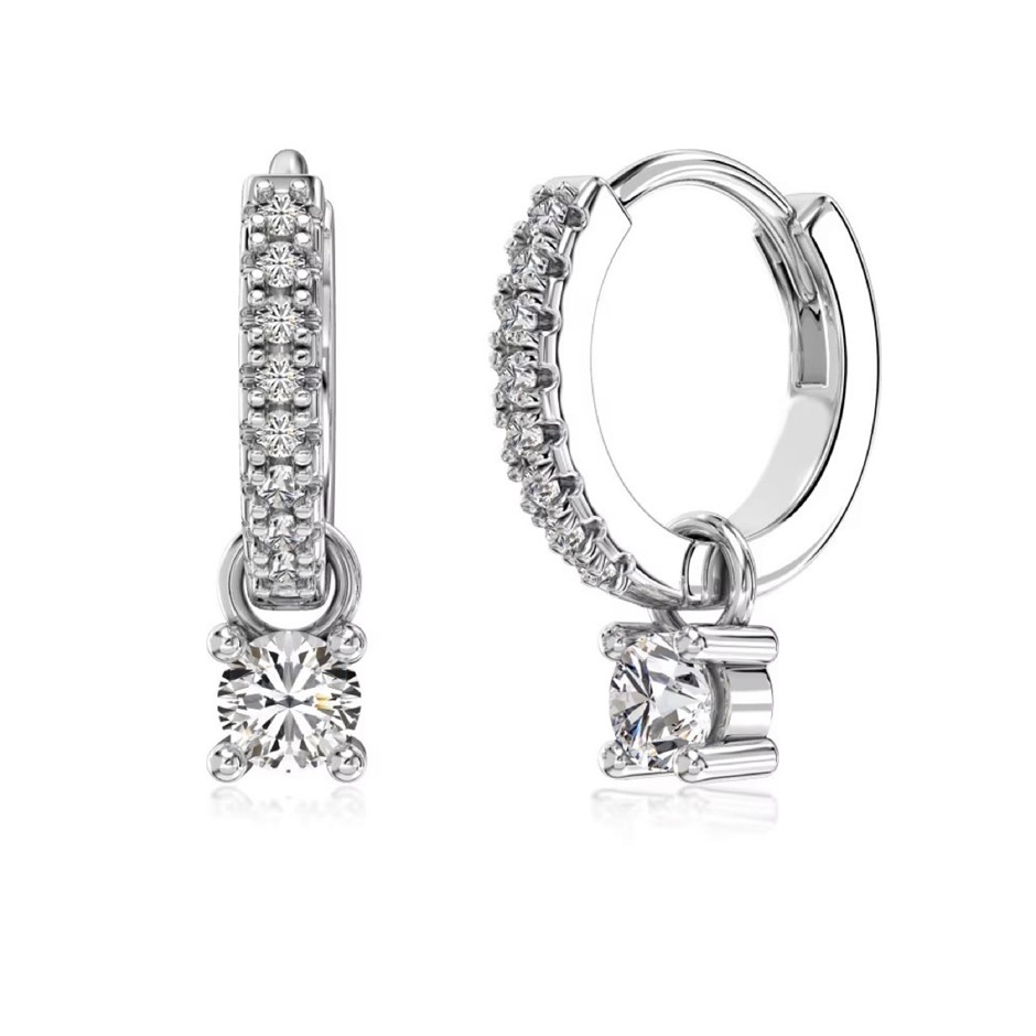 Round 925 Silver Simulated Diamonds Hoop Earrings