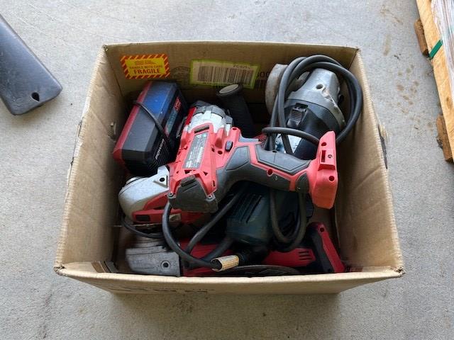 <p>Box of Assorted Power Tools</p>