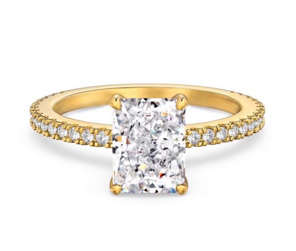 2ct Rectangle Cut Simulated Diamond 925 Silver Ring - Size 7