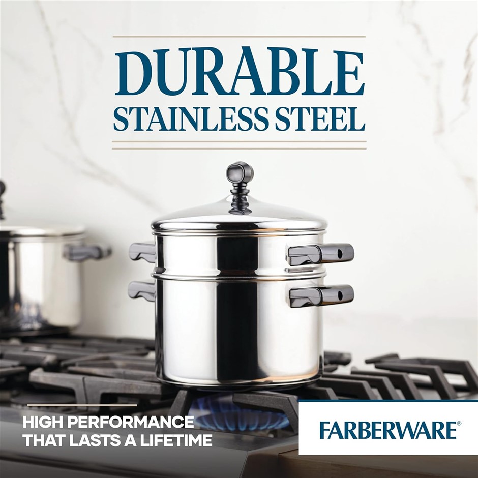 FABERWARE Classic Stainless Steel 3-Quart Covered Stack 'n' Steam Saucepot