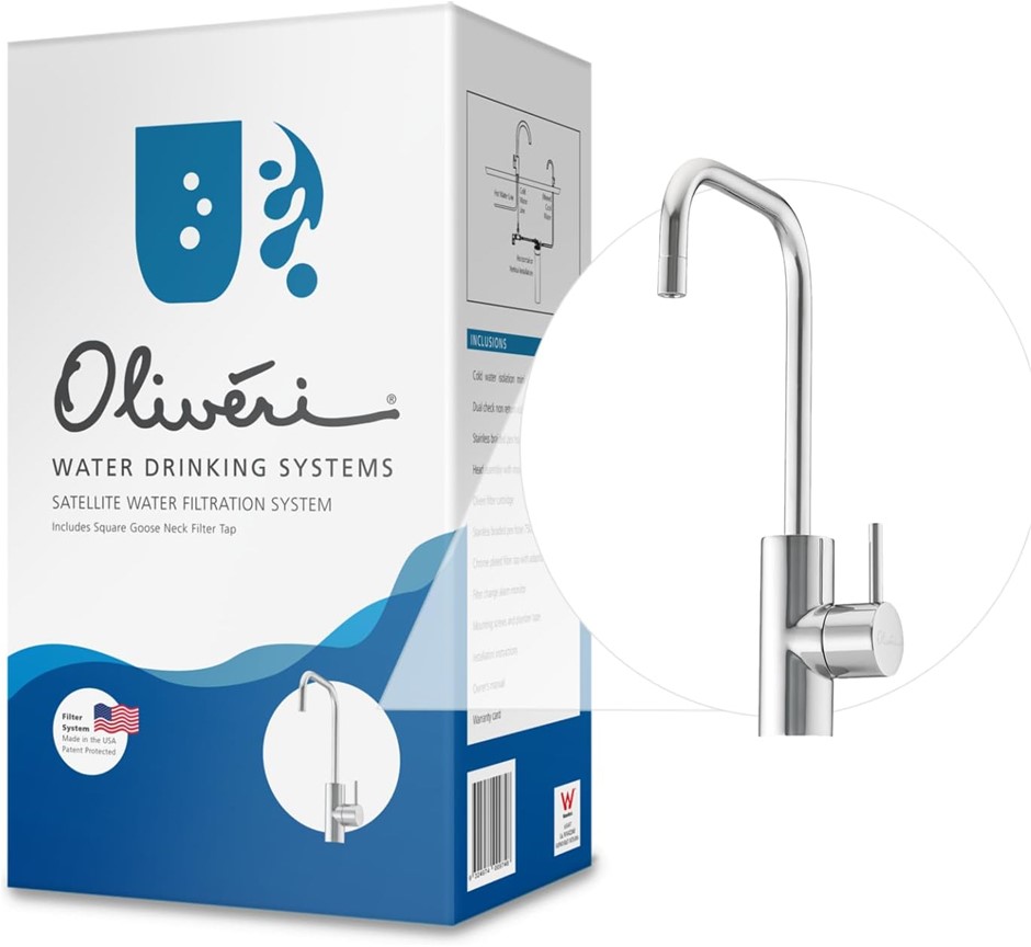 OLIVERI Satellite Water Filter Kit with Sqaure Goose Neck Filter Tap.