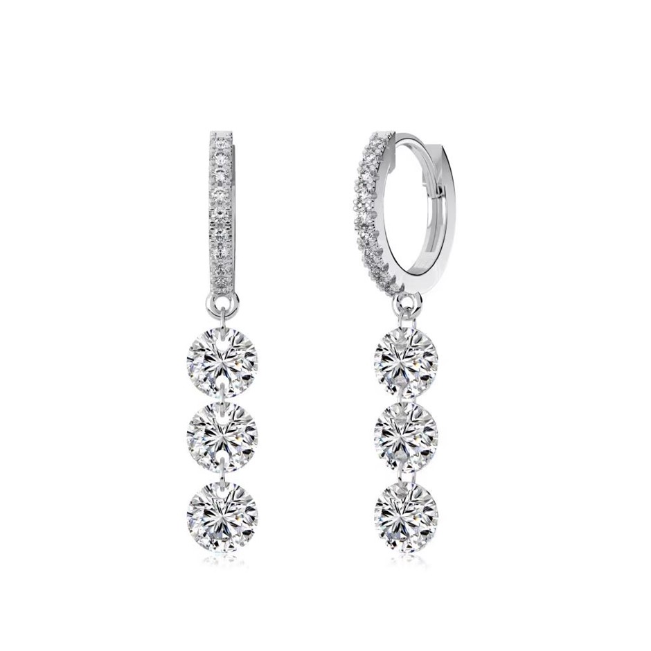 5mm Round 925 Sterling Silver Simulated Diamonds Drop Earrings